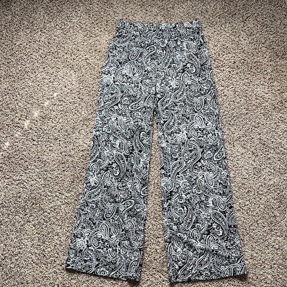 Kim Rogers petite small black and white paisley bolero pants elastic waist PS - Picture 1 of 3